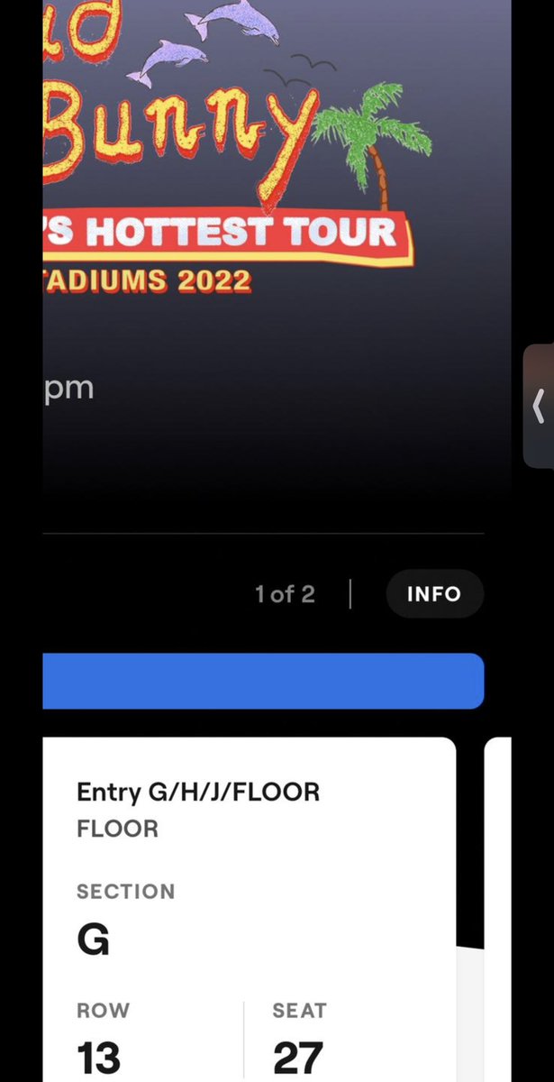 heyjose24's tweet photo. Selling a single bad bunny floor ticket for the September 9th Dallas show. It’s in section g which is in front of the extended stage. Will sell it for less than what they are going for on seat geek with all the fees. Dm me for more info if your interested. #Badbunnytour https://t.co/aLerAXcxHi
