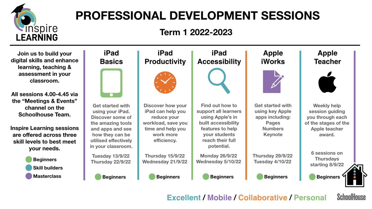 We are delighted to offer @SBCEducation1 staff the opportunity to join us for a series of professional development sessions designed to help you make the most of your iPad.

Please share with your schools and colleagues. #iaminspirelearning #AppleRTC