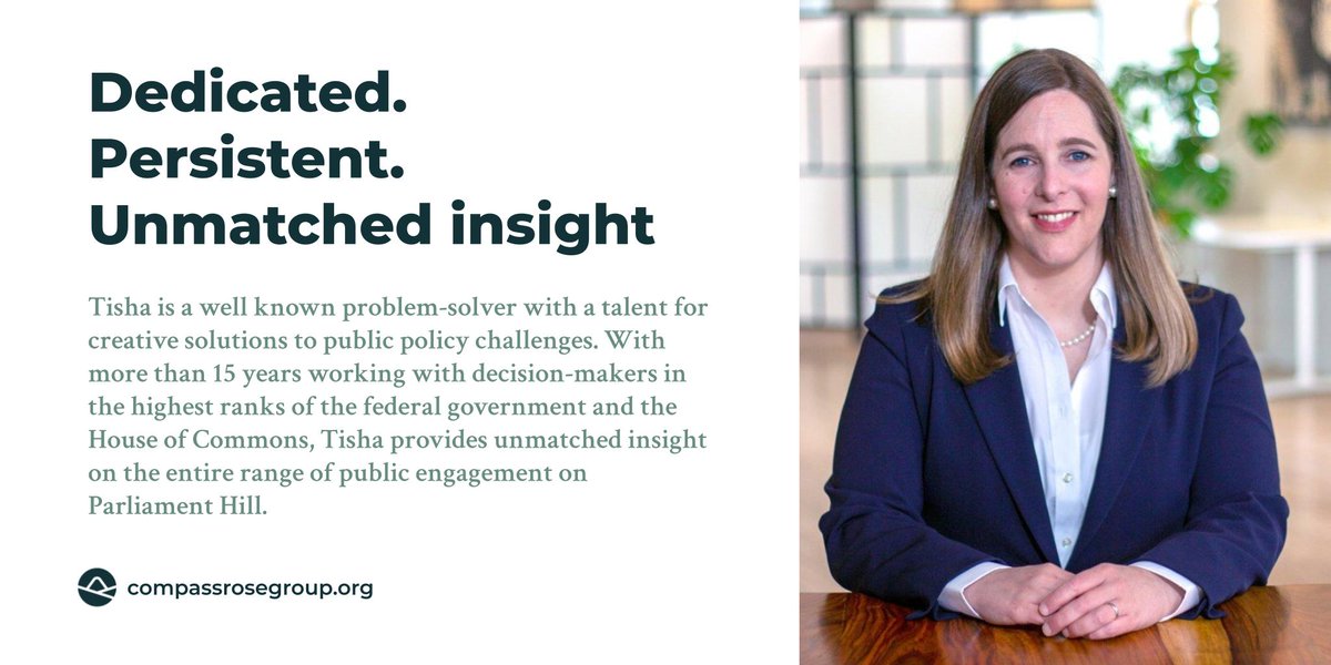 CompassRoseGr's tweet photo. Today is #MeettheteamTuesday!
Few people know as much about how Parliament really operates and how to get things done in Ottawa as @tiashton. She is a well known problem-solver with a talent for creative solutions to public policy challenges. Weโre lucky to have her on our team! https://t.co/QBIoLyGScj