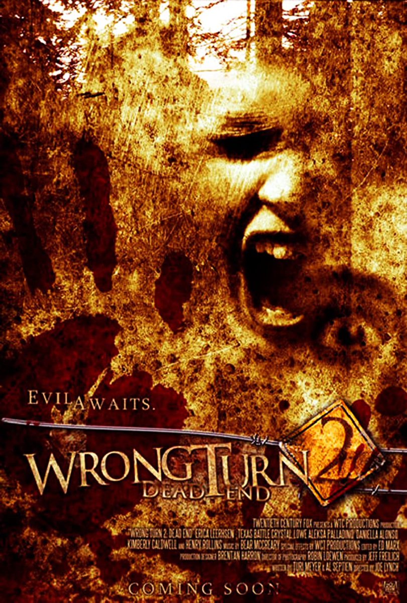 EugWSerra's tweet photo. On October 9, 2007, Wrong Turn 2: Dead End was released! #WrongTurn2DeadEnd #JoeLynch #EricaLeerhsen #HenryRollins #TexasBattle #KimberlyCaldwell #JeffScrutton #CrystalLowe https://t.co/IlMOkER4hi