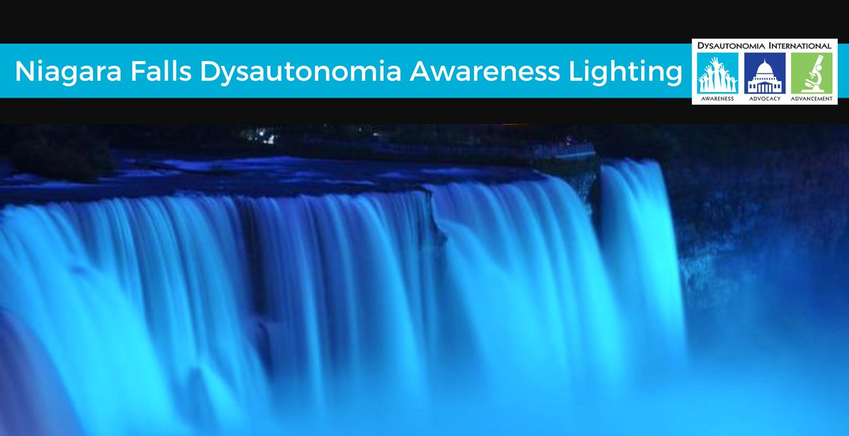 The majestic Niagara Falls will shine turquoise to help us kick off #DysautonomiaAwarenessMonth on October 1st at 10:15pm. View in person on the Canadian or US side, or check out one of the many Niagara Falls web cams. #MakeNoiseForTurquoise