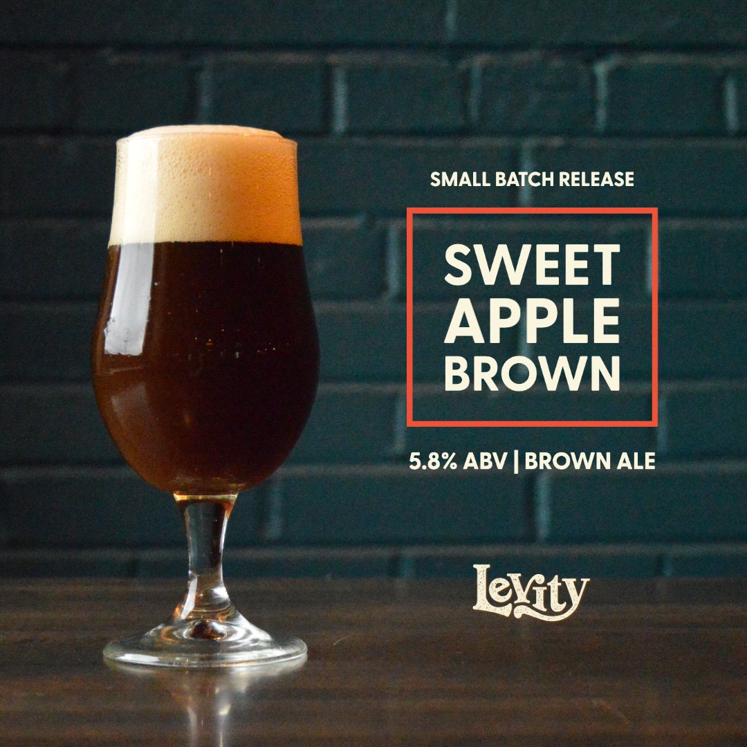 LevityBeer's tweet photo. Now #OnDraft - Erich's Small Batch: Sweet Apple Brown. A subtly sweet 5.8% brown ale brewed with honeycrisp apples and a brown sugar aroma. Enjoy a pint or add it to a flight in the taproom.
#SmallBatch #AppleBrownAle #LevityBrewing #IndianaPA https://t.co/keRIj2MdoO