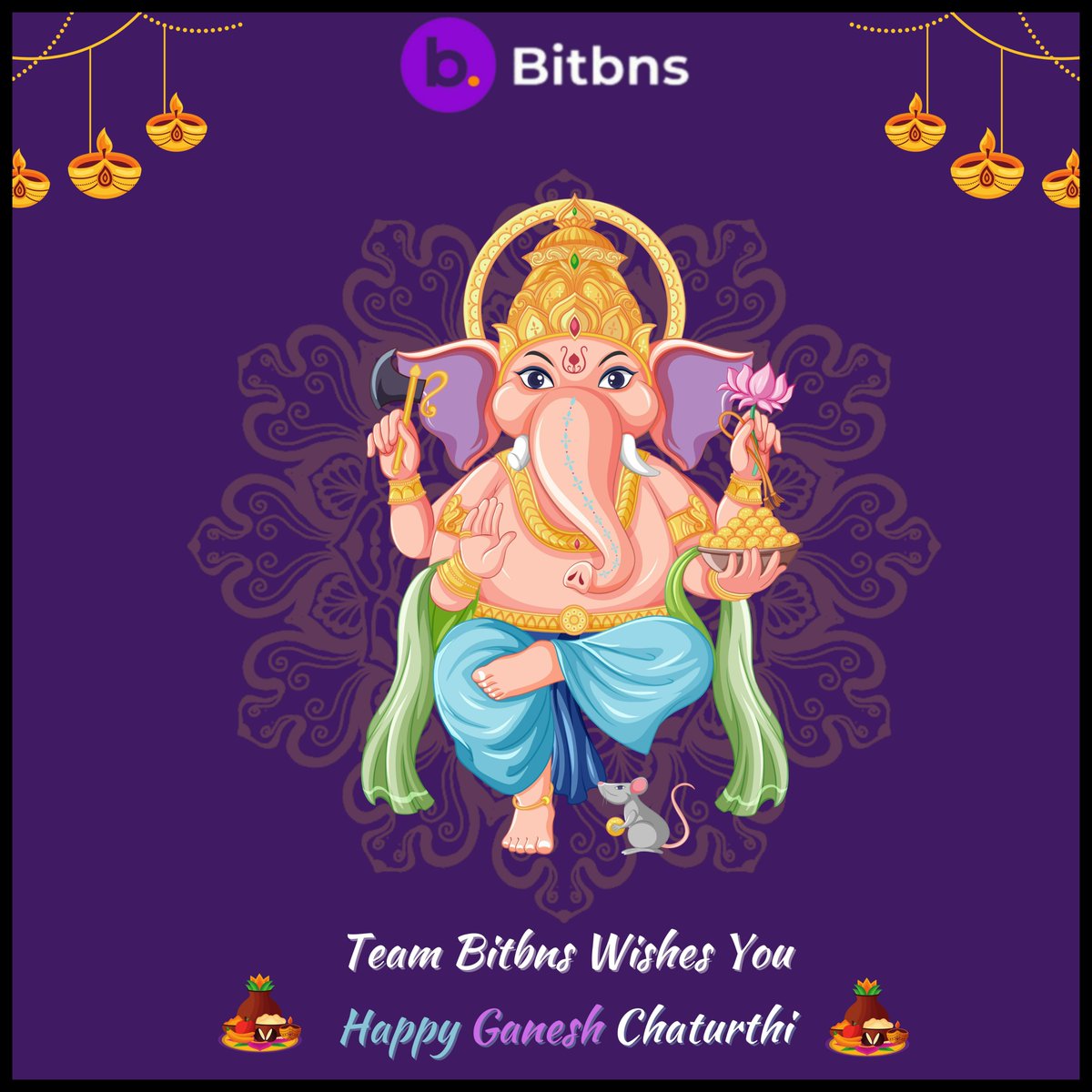 Team <a href="/bitbns/">BNS</a> wishing you all a very Happy Ganesh Chaturthi ☺️ May the grace of God keep enlightening your lives and bless you always. ♥️ 

Ganpati Bappa, Morya! 🙏

#GaneshChaturthi #GaneshChaturthi2022 #Ganesha #India