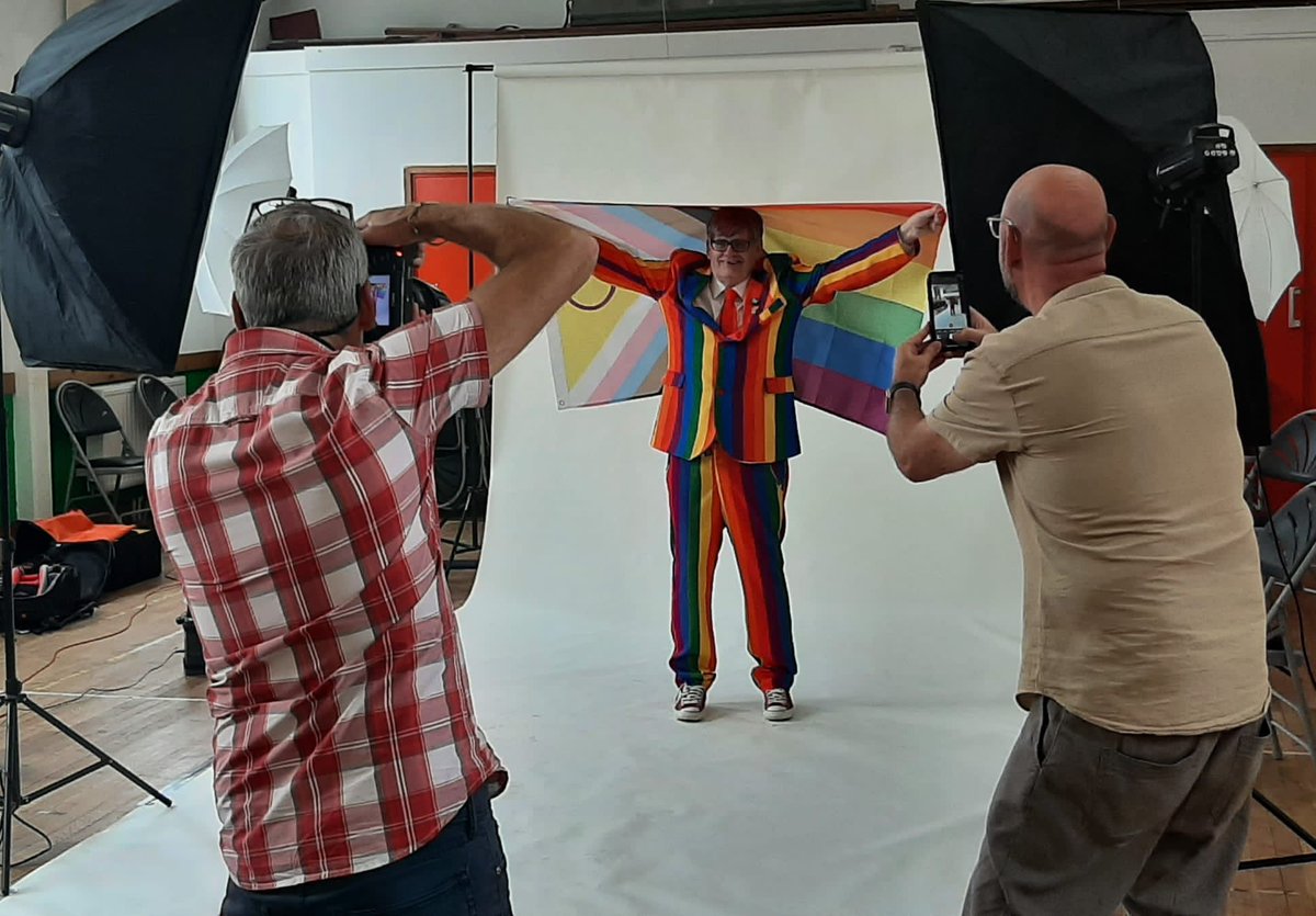 StayUpLateUK's tweet photo. “They’re not exactly shy wallflower types are they?!” - our photoshoot with @Photosymbols 
to depict LGBTQ+ images of people with learning disabilities being proud of their identity
https://t.co/vhh6CeZyyw https://t.co/c5IxwBqWnQ