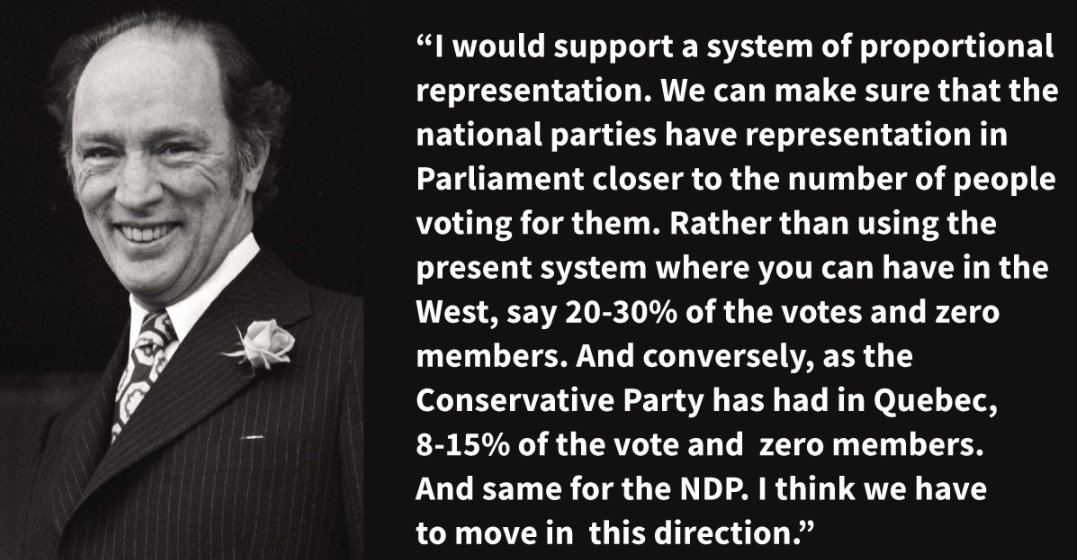 CentennialFlame's tweet photo. Pierre Trudeau didn't act on his idea of #ProportionalRepresentation even though a 1977 Canadian Task Force recommended it. He was PM before Wikipedia, YouTube, and social media were available to spread truth to the public. So... what are you waiting for @JustinTrudeau?  #cdnpoli https://t.co/bSXLHw8dLV