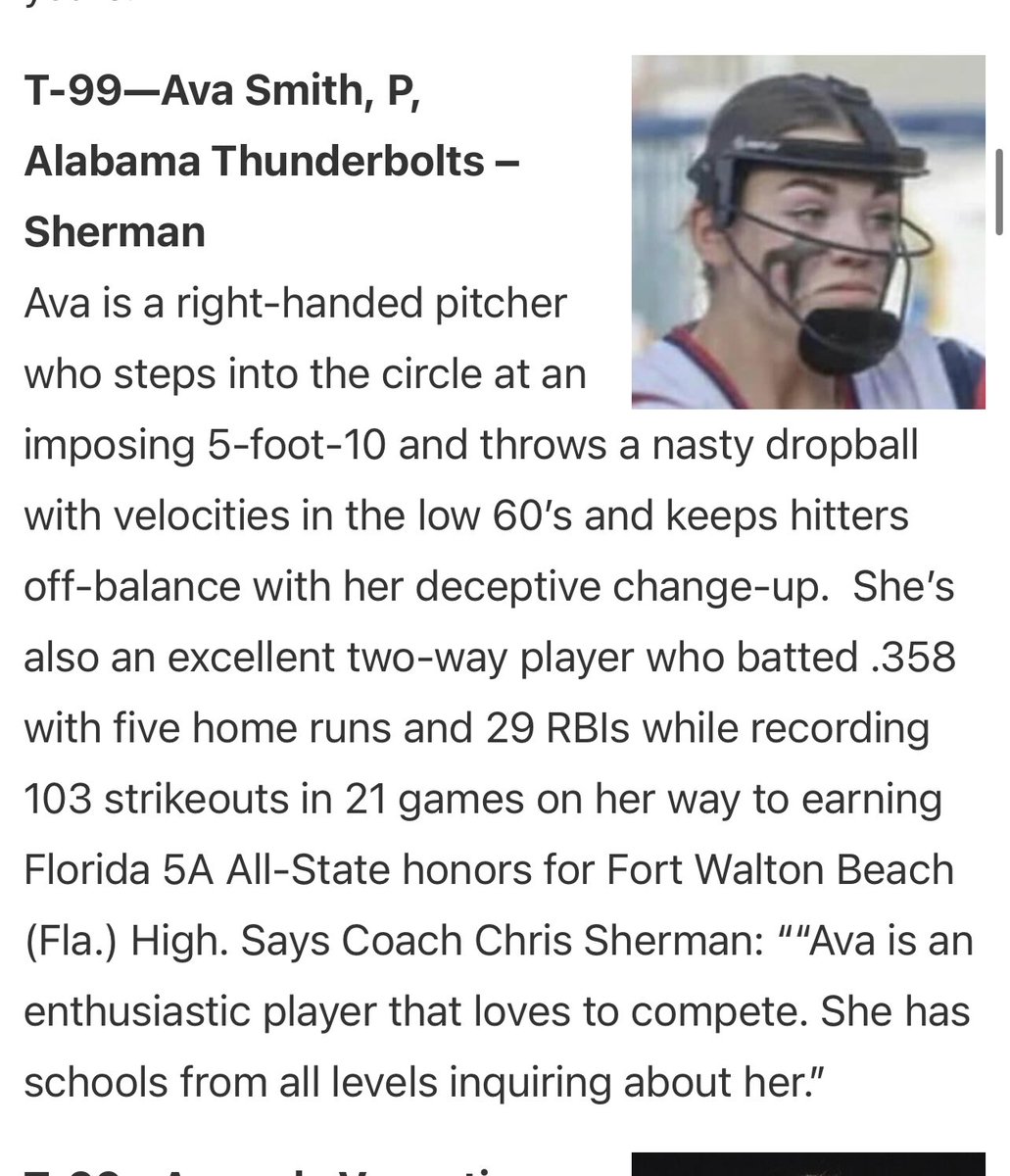 AL_Bolts2023's tweet photo. Congrats @Ava_Smith2024 for being named in the 2024 Extra Elite Top 100 by ExtraInnings softball!!!
https://t.co/2vTdJGcfMb https://t.co/8mE3VfBBHr
