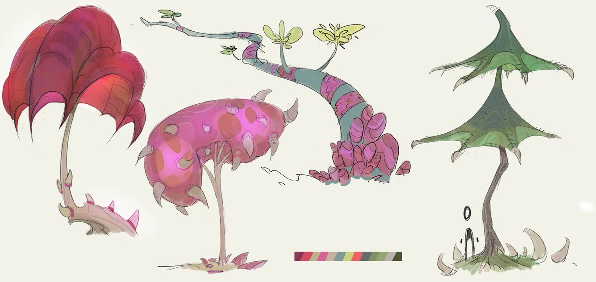 CaptainLezria's tweet photo. Hi! Here are some of the vegetation ideas I had for the #artstationchallenge! 🌱🌱 https://t.co/kkAdWjNMOf