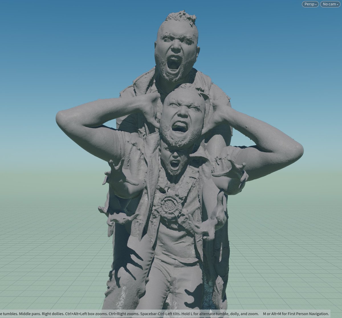 KeithKamholz's tweet photo. Receiving 3d scan assets at inconsistent scales is annoying, but they actually look pretty f'n cool all merged together. 🙂

@MechanicalVein x @Biomechanimal 🔥
@hybridblak Records https://t.co/KPWDpjNy0D