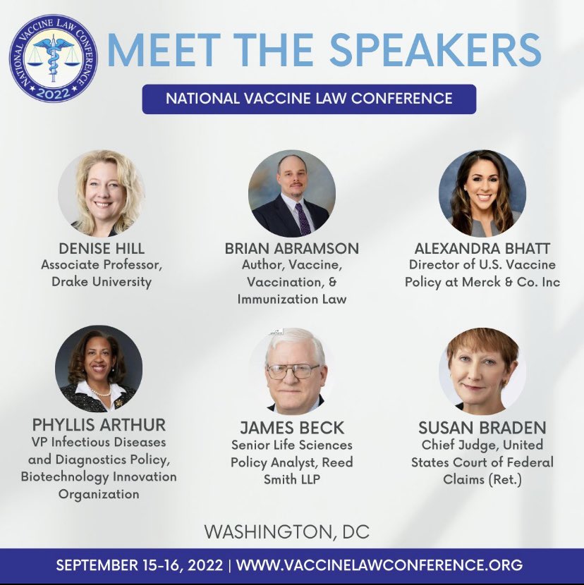 VaccineLaw's tweet photo. (1 of 3) Have you checked out the incredible list of speakers for the 2022 #NVLC ? View the full list of speakers and their bios here: https://t.co/gNxsCeEPTD #healthlaw #vaccines #vaccinelaw #employmentlaw #vaccinemandate #healthcarelaw #conference2022 https://t.co/iTSfOMXBGF