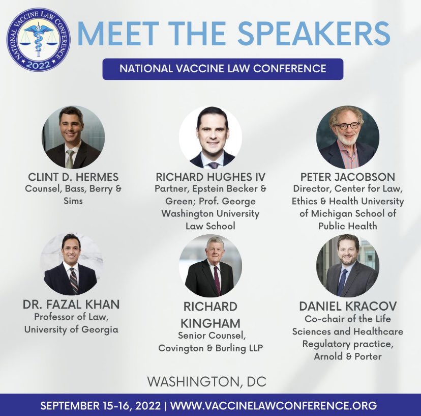 VaccineLaw's tweet photo. (1 of 3) Have you checked out the incredible list of speakers for the 2022 #NVLC ? View the full list of speakers and their bios here: https://t.co/gNxsCeEPTD #healthlaw #vaccines #vaccinelaw #employmentlaw #vaccinemandate #healthcarelaw #conference2022 https://t.co/iTSfOMXBGF