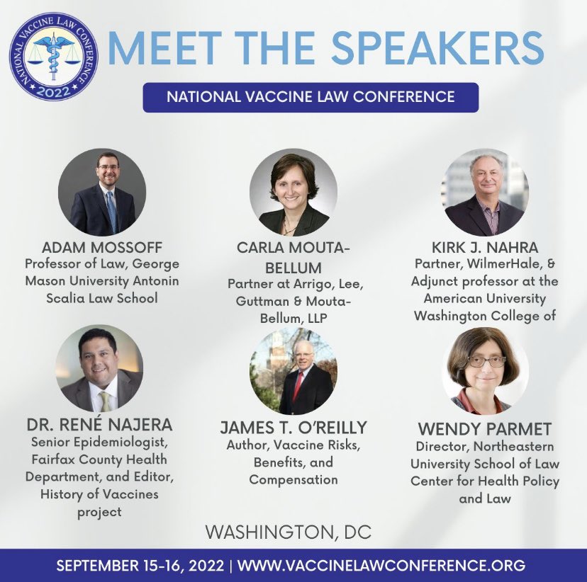 VaccineLaw's tweet photo. (2 of 3) Have you checked out the incredible list of speakers for the 2022 #NVLC ? View the full list of speakers and their bios here: https://t.co/gNxsCeEPTD #healthlaw #vaccines #vaccinelaw #employmentlaw #vaccinemandate #healthcarelaw #conference2022 https://t.co/Z4mteeNSh4