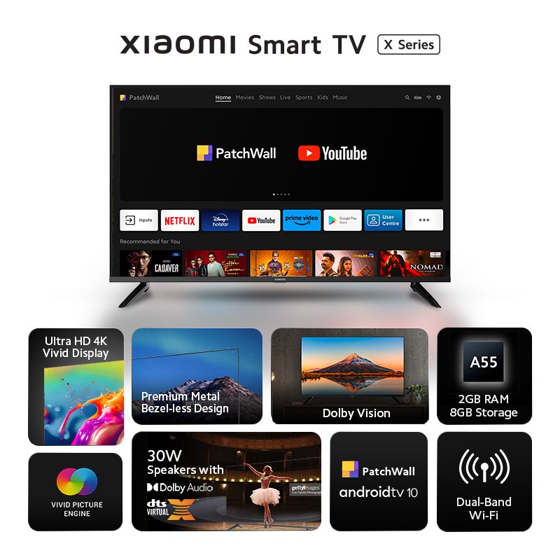 Nisar_1987's tweet photo. Today we launched #XiaomiSmartTVSeries 4K
Variants - 43|50|55

Key specs:
✅ 4K Dolby Vision
✅ 30W Dolby Audio
✅ Vivid Picture Engine
✅ Metal Bezel-less
✅ PatchWall + YouTube Integration

Starting at 28999
First sale on Sept 14th at 12pm

#YourNewView
#XiaomiSmartTVSeries 4K! https://t.co/6zmKEeMNEX