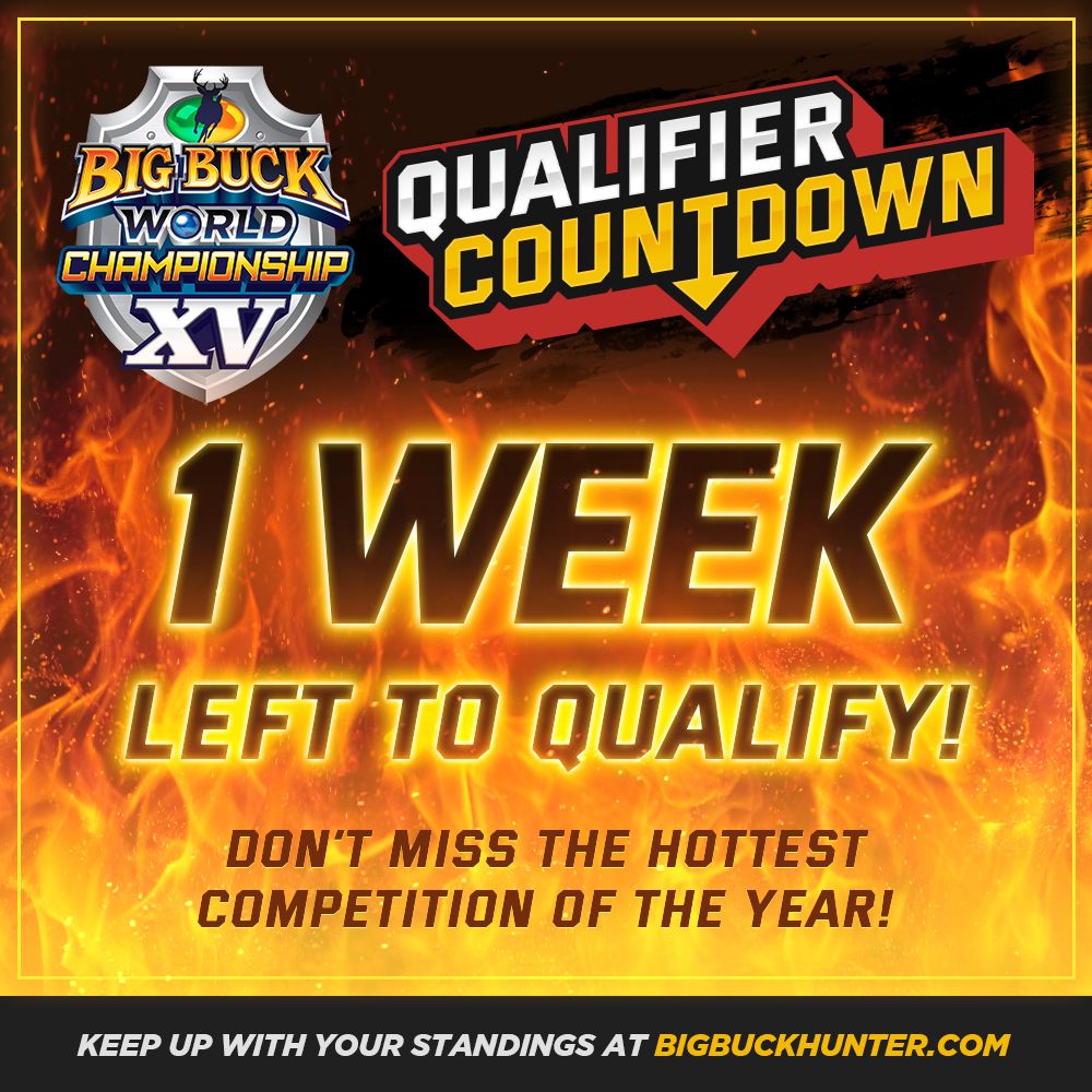 bigbuckhunter's tweet photo. Turn up the heat! Only 1 week left! #qualifynow #top128 #bigbuckwc https://t.co/Lq1U7fbguv