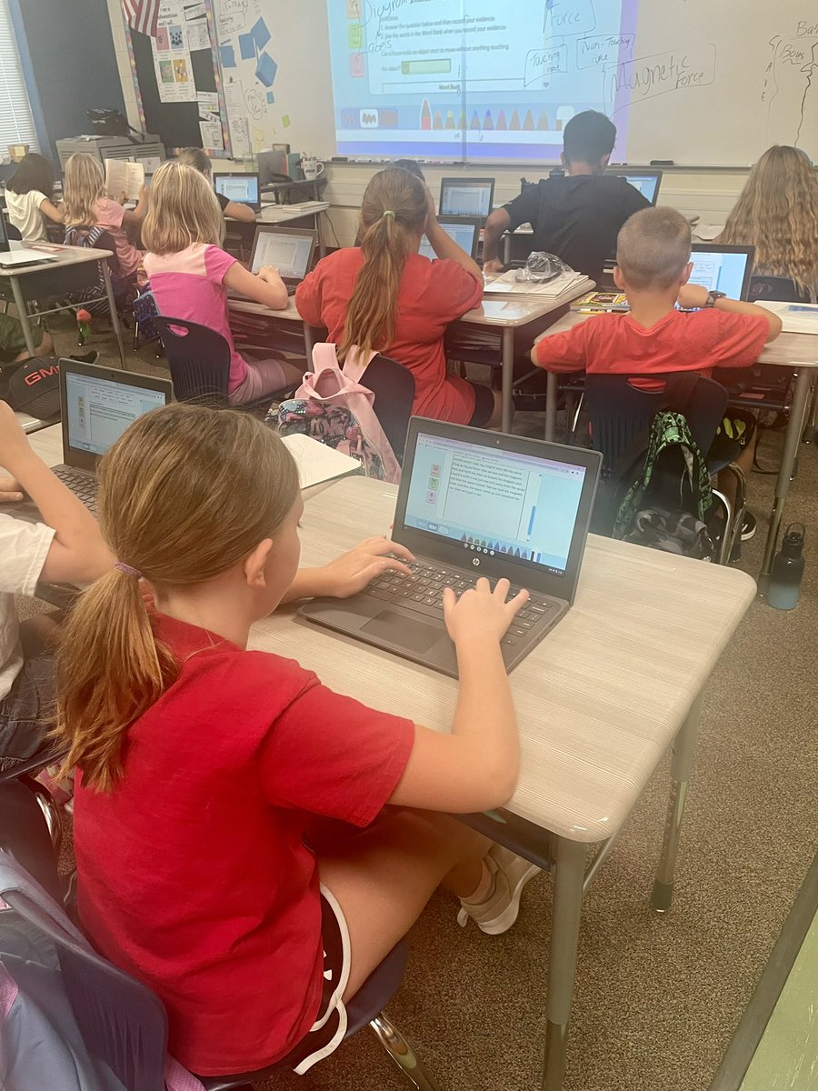Mrs Lux’s class is doing a great job with the interactive notebooks!  Working on “what can make an object move?” #wildcatway #3rdgrade