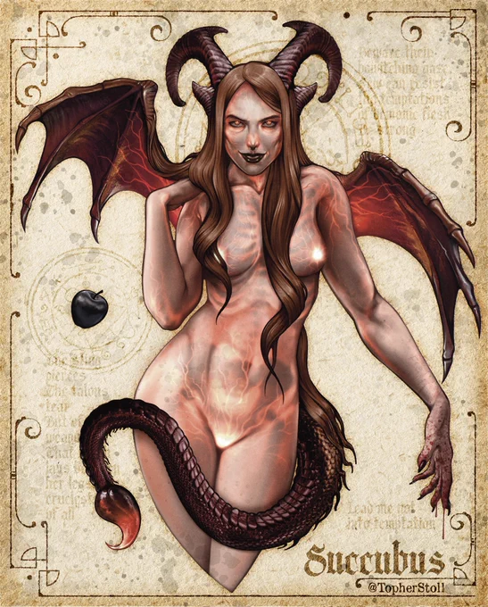 Lust incarnate, dream walker, vitality devourer. Succubi only take what is given freely, yet their ravenous desires are rarely left unfulfilled...  