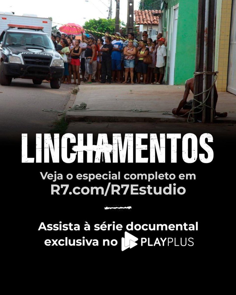 pt_pablotoledo's tweet photo. Calcula-se que 1,5 milhão de pessoas já tenham participado deste ritual de justiçamento no país nos últimos 65 anos.

LINCHAMENTOS é a nova série documental que produzimos no Núcleo de Reportagens Especiais da Record e já está disponível no PlayPlus.(+) https://t.co/RNB5V705Z0