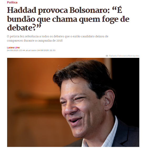 _luizdocarmo's tweet photo. O ex-condenado Lula recusou o convite para a sabatina da Jovem Pan. É o único entre os candidatos mais bem colocados nas pesquisas a recusar a entrevista. Em 2018 @Haddad_Fernando disse que o 'nome' de quem fugia do debate era 'bundão'. E agora, como se chama? https://t.co/l6CkNI8r5M