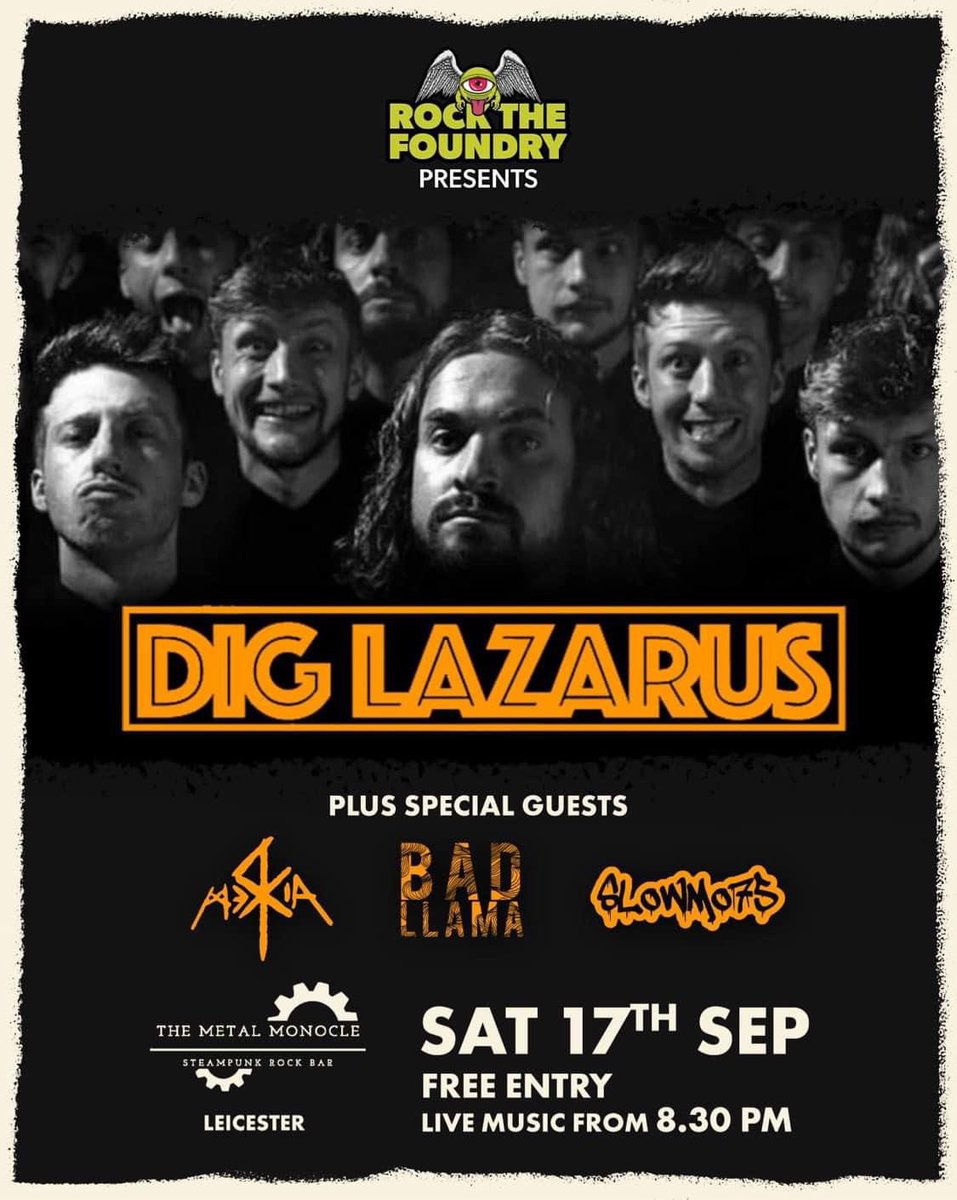 Dig_Lazarus's tweet photo. ⚡️LEICESTER ⚡️ 

You asked and we answered. 

Come see this killer line up and bid us farewell as we start the @TheRichieRamone tour the next day 🤙

See you at the bar ❤️

@BadLlamaBand https://t.co/gGCtfVlDAx
