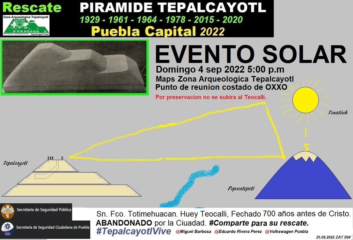 Tepalcayotl_Ofi's tweet photo. 🐢#Compart Evento Solar en Puebla, Prox Domingo 4.sep.2022, 5 pm se cierra el Portal el OMETEOTL. @MBarbosaMX @ANALUCIAHILL @lopezobrador_ @BeatrizGMuller @eduardorivera01 @SSPGobPue @SSC_Pue @PoliciaTurisPue @sdpnoticias @Efekto10 @RupiReportero_ @OjoNoticiasMex @CentralPuebla https://t.co/K5uqXoHMnu