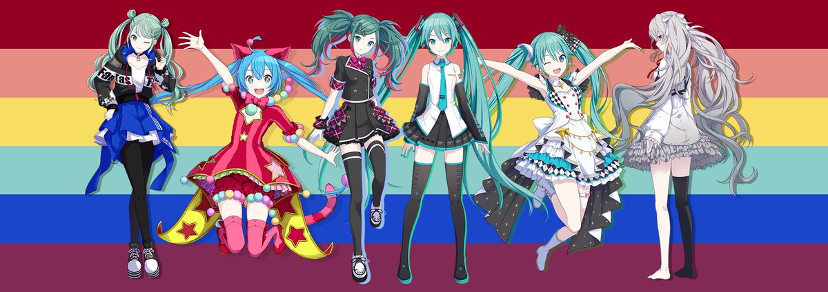 Colourpicked's tweet photo. Gay flag with Hatsune Miku (Project Sekai) https://t.co/WEXByAUoIE