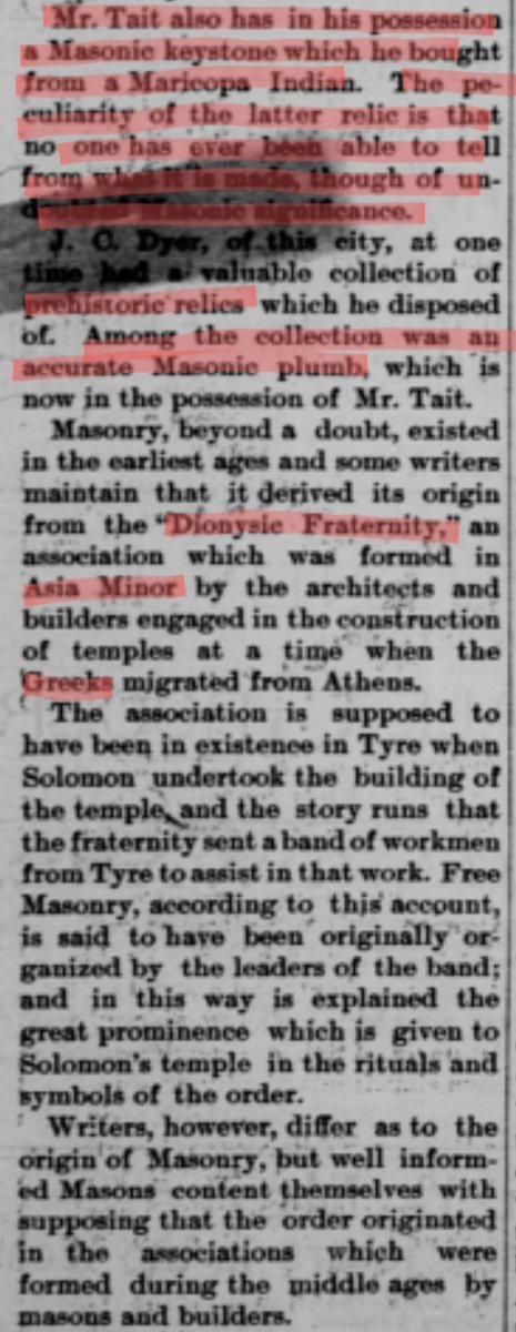 1_analog_9's tweet photo. PREHISTORIC MASONRY. Az. 1896. "Relics engraved with masonic emblems.. a sea shell in perfect relief a square and compass.. a small charm of red sandstone plainly engraved the square and compass.. Dionysic Fraternity.. Asia Minor.. Aztecs of African OR ASIATIC origins.." https://t.co/f7KSNpgHjY
