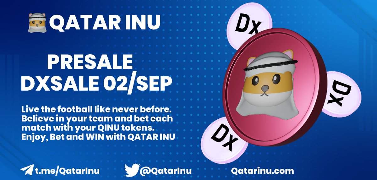 Cryptoprince30's tweet photo. @1goonrich ⚽️⚽️⚽️ The best token for #QATAR2022
 www. QATARINU . com ⚽️⚽️
✅️ Utility token
✅️ Professional development team
✅️ Intelligent distribution
✅️ Whitepaper 
 Contract:  0x9b33c8a57fbfaa764c5a0fe4189cdad70710d1f5
📢 telegram group: https://t.co/QEm0rZac84 https://t.co/JOsKbtlQFu