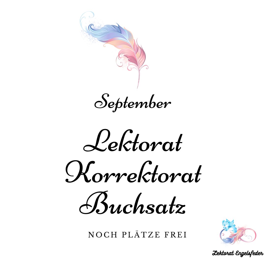 AngelMichaya's tweet photo. Hallöchen, falls jemand meine Dienste in Anspruch nehmen möchte, ich habe noch Plätze frei.
#Lektorat #Korrektorat #Buchsatz #writercommunity #WritingCommunity #writersoftwitter #autorenleben #schreiben #buchbubble #schreibbubble #lesen #September https://t.co/L58BFL8aBp