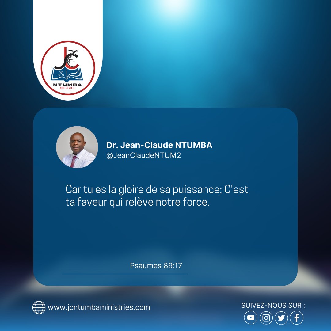 JeanClaudeNtum2's tweet photo. 𝐕𝐄𝐑𝐒𝐄𝐓 𝐃𝐔 𝐒𝐎𝐈𝐑 !

Car tu es la gloire de sa puissance; C'est ta faveur qui relève notre force.»
Psaumes 89:17 📖

En cette soirée, que la faveur de Dieu révèle votre force au nom Jésus-Christ !

#tagl #eglise #cite2gloire #kinshasa https://t.co/UUnEZpzNJQ