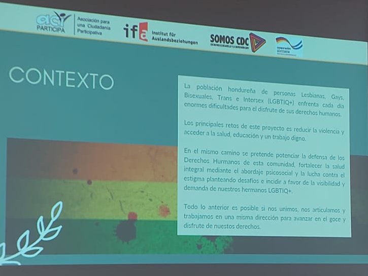 EmbEspHonduras's tweet photo. La Embajada de España participó esta mañana en la socialización del análisis comparativo de la legislación nacional e internacional de los derechos de la comunidad #LGBTIQ+ en #Honduras, organizado por @aciparticipa #DefensaDDHH https://t.co/zA2Chap6au