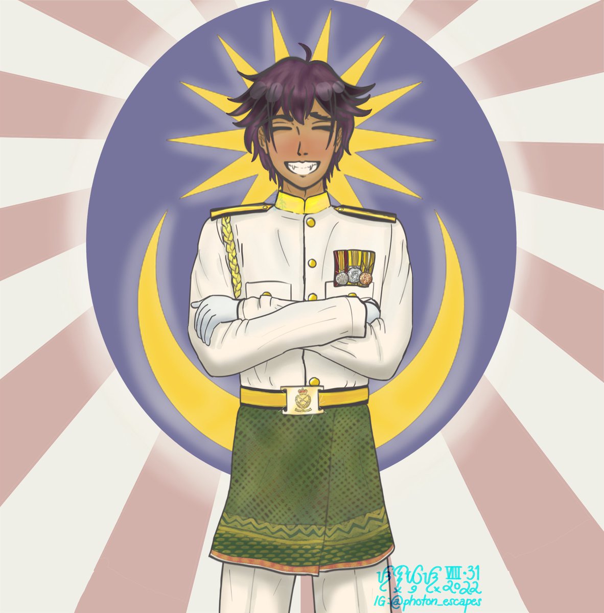 santonsantuhan's tweet photo. SELAMAT MENYAMBUT HARI KEBANGSAAN! Happy Birthday, #Malaysia! Had fun with his uniform and medals.
.
.
.
.
.
#Hetalia #HWSMalaysia #HetaliaMalaysia #マレーシア #AbangOyen #SEAtalia #ASEAN
#harimerdeka2022 #Merdeka2022 #merdeka65 #fanart #sketch #digitalart #filipinoartist #artph https://t.co/KtgpzTUJqJ
