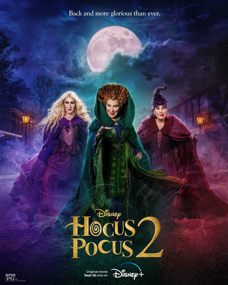 fantomemagazine's tweet photo. "And now the witch is BACK.....and there's hell to pay!" Oh, how we've waited for another spell to be cast upon us by The Sanderson Sisters - and on 9.30.22, children....they return more ✨g l o r i o u s✨ than ever. #HocusPocus2, an Original movie event, streams on @DisneyPlus. https://t.co/qmUBEZuBFn