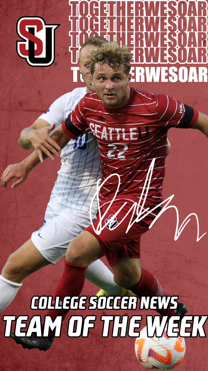 SeattleUMSoccer's tweet photo. Congrats to @declanmcglynn22 on being named the the College Soccer News Men’s National Team of the Week for the week ending August 28, 2022. #TogetherWeSoar https://t.co/ArscB85HYn