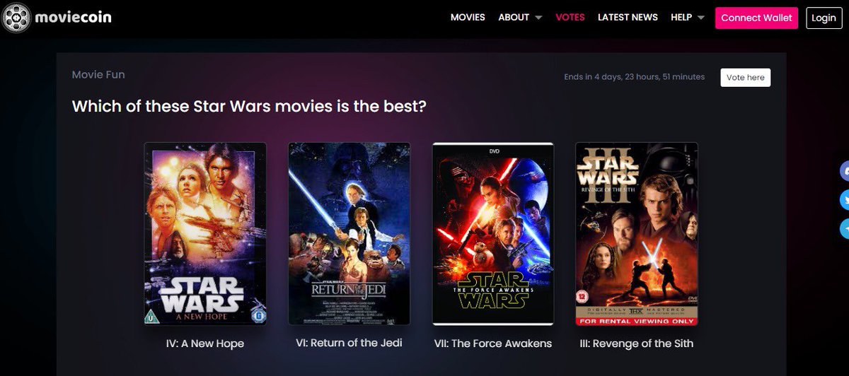 themoviecoin's tweet photo. Which of these #StarWars Movies are the best? 

Vote on https://t.co/OmGosD1thV

#FILM3 #web3 #Crypto #Film #Movie #Polygon #MATIC #Vote https://t.co/jPQ4mlzm78