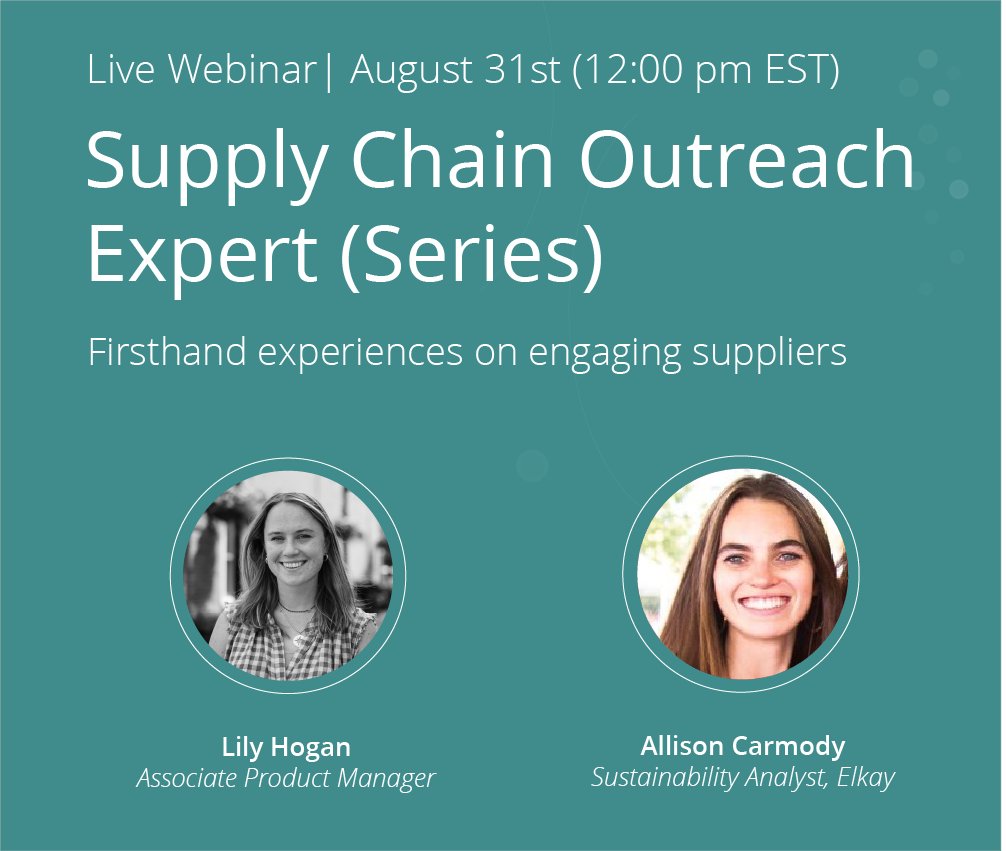 3E_Exchange's tweet photo. Don't miss the next session of our #supplychain outreach expert series tomorrow at 12 pm EST. We're excited to host Allison Carmody, Sustainability Analyst at @Elkay_USA
Save your spot! 👉 https://t.co/O5IQfCBQbA https://t.co/xvVX3sRk9g