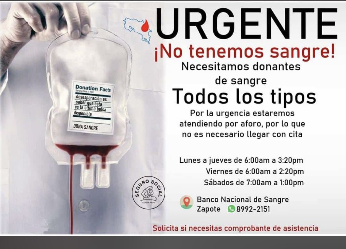 Banco Nacional de Sangre CCSS tweet media