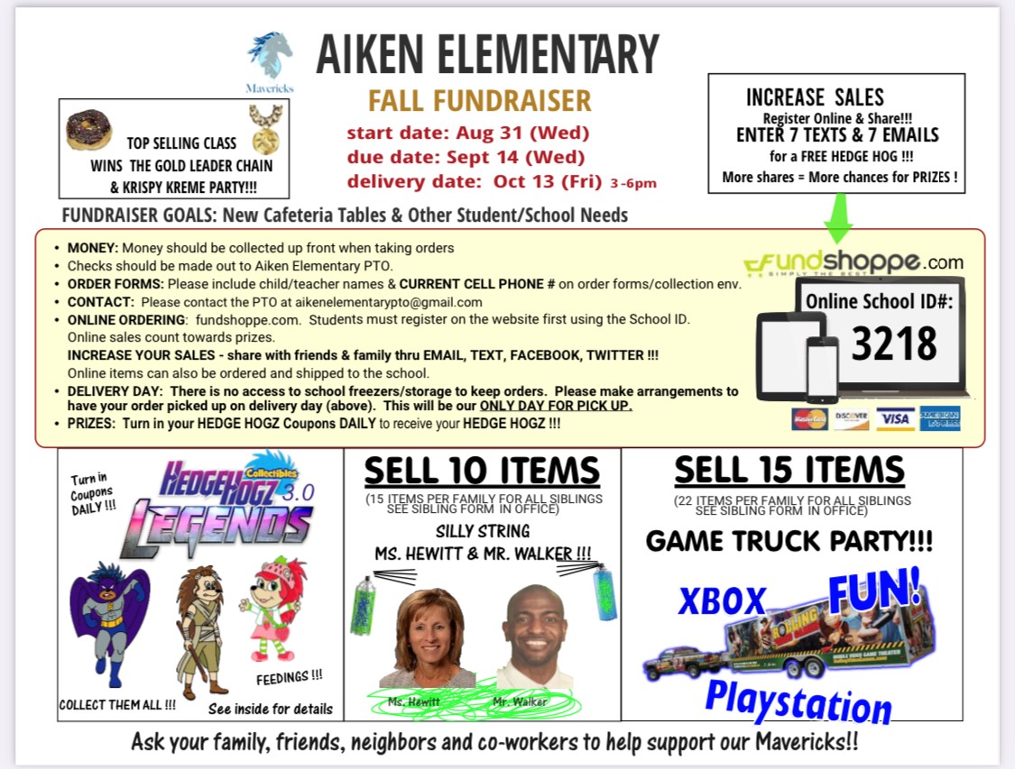 It is time for our Fall Fundraiser <a href="/aikenelmaverick/">Aiken Elementary</a>!