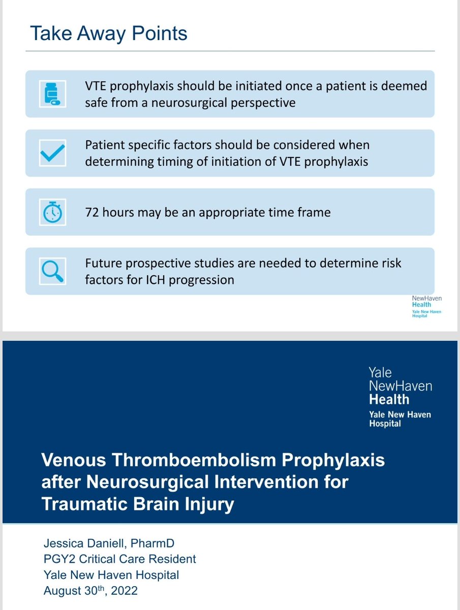 VTE ppx in TBI pts within 72 h likely safe, but certain patient-specific factors should be considered #NCSPharmJC <a href="/keefejm/">Jessica Daniell (Keefe)</a> <a href="/FND_pharmacy/">Muhammad Effendi</a> <a href="/CaseyMayPharmD/">Casey C. May, PharmD, BCCCP, FNCS</a> <a href="/ETNCCRX/">Eljim</a> <a href="/theABofPharmaC/">Ashley & Brooke Barlow PharmD</a> <a href="/AJWPharm/">Andy Webb</a> <a href="/neurocritical/">Neurocritical Care Society</a>