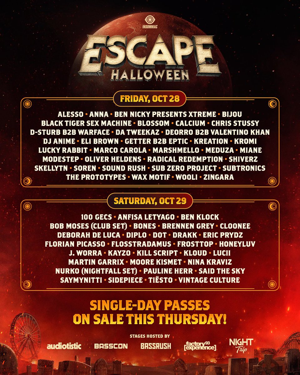 Escape Halloween 2023 Lineup Tickets Schedule Map Location