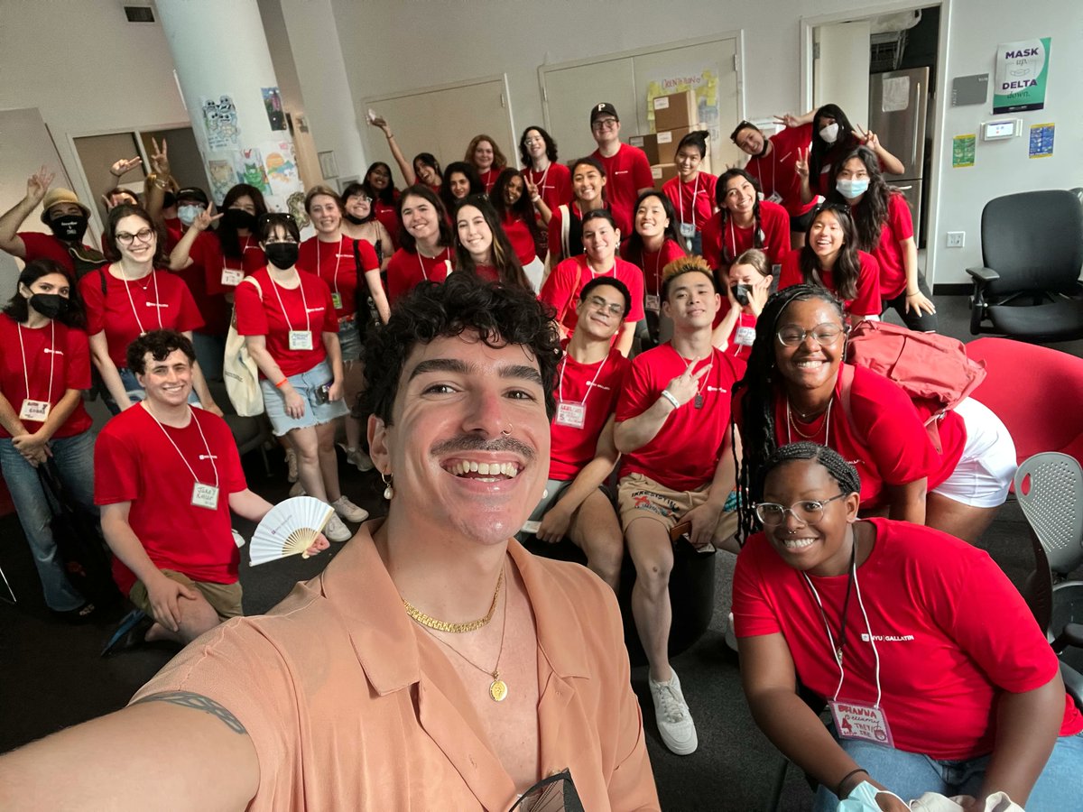 Bobby Peñaherrera, Assistant Director of Student Life at Gallatin, with Gallatin's new Orientation Leaders