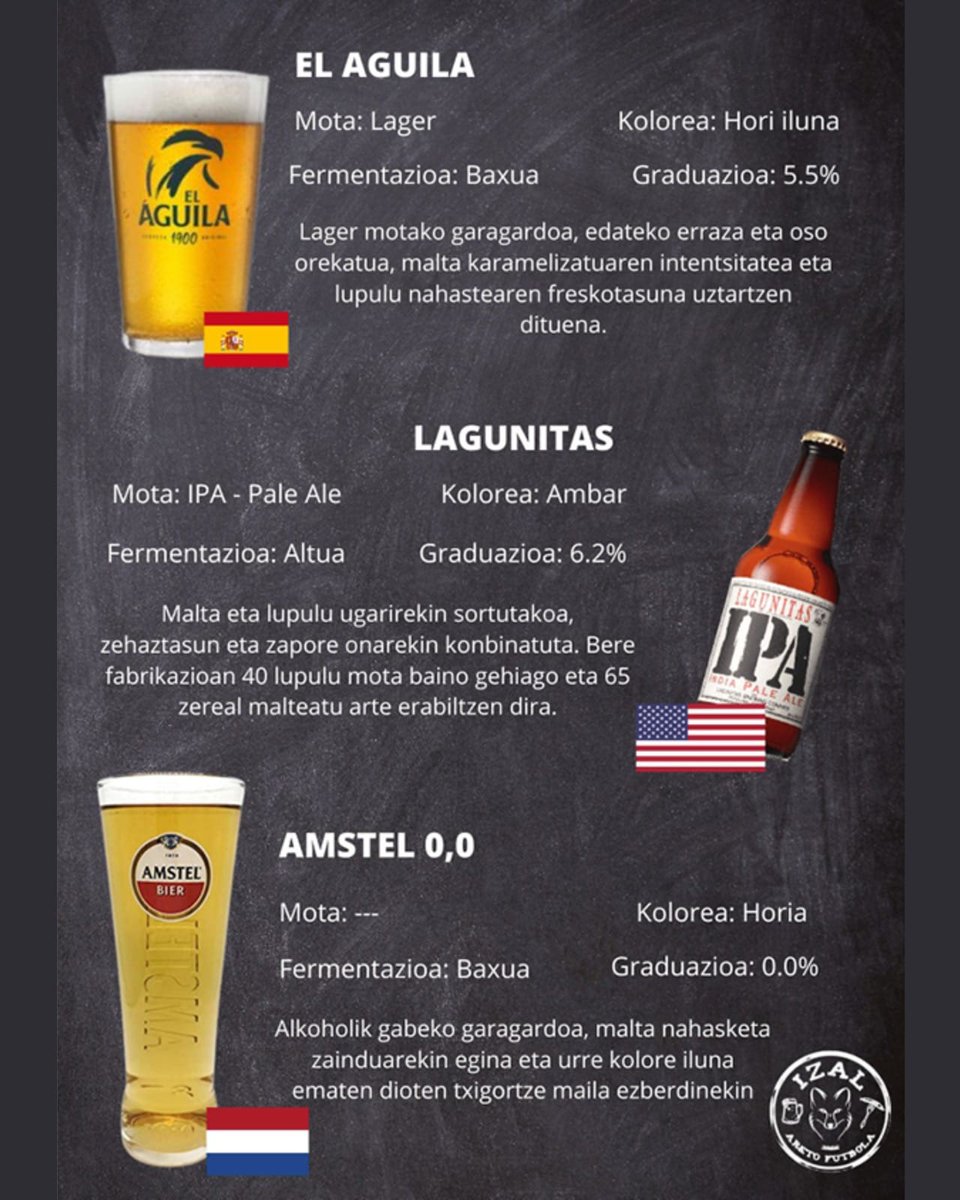 izal_areto's tweet photo. Kaixo!
Hemen duzue garagardo festan izango dugun menua eta zerbezen inguruko informazioa!🍺🍻
ostegunera arte! https://t.co/E8G3dvSIaS
