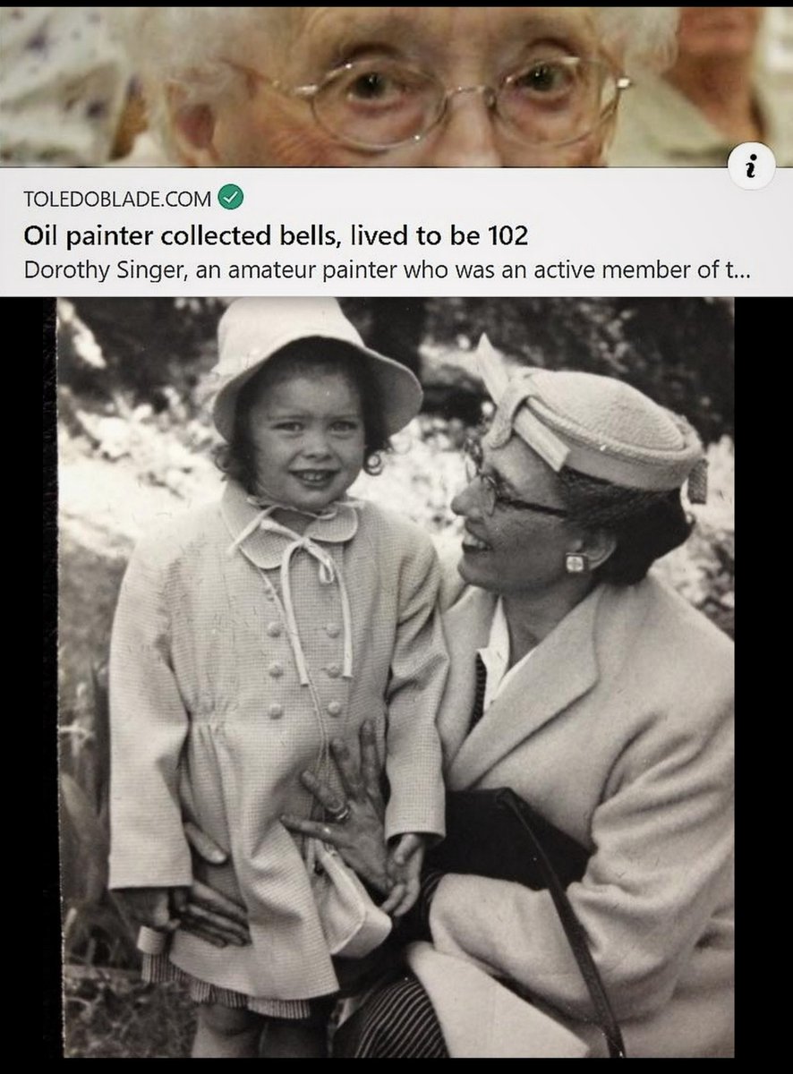 p.s. my great-grandma Dorothy Singer lived to be 102 and, as reported, she loved painting and bells 
(here's a picture of her with my mom)