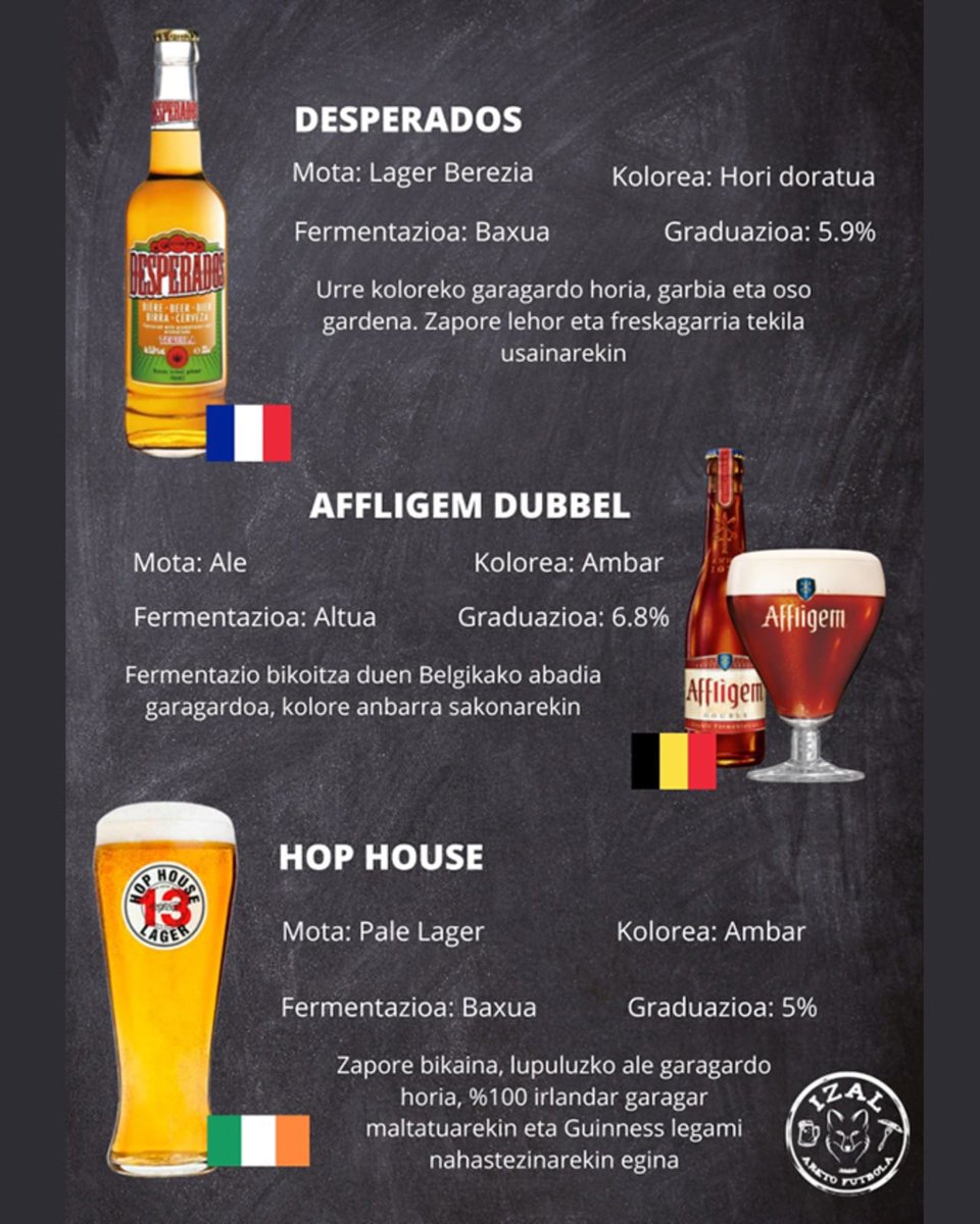izal_areto's tweet photo. Kaixo!
Hemen duzue garagardo festan izango dugun menua eta zerbezen inguruko informazioa!🍺🍻
ostegunera arte! https://t.co/E8G3dvSIaS