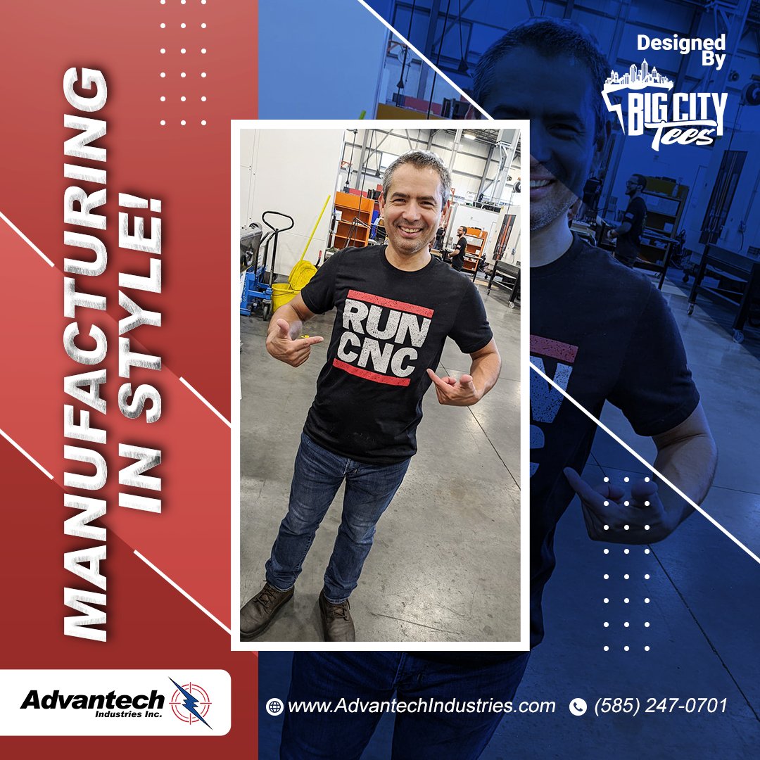 Advantech_Inc's tweet image. CNC Machining can be stylish too! 😎 We love repping our new shirts at work! 

Apparel printing was done by our friends at Big City Tees. 👕

#AdvantechIndustries | #CNCMachining | #SingleSourceSupplier | #SheetMetalFabrication | #MissionCriticalManufacturing