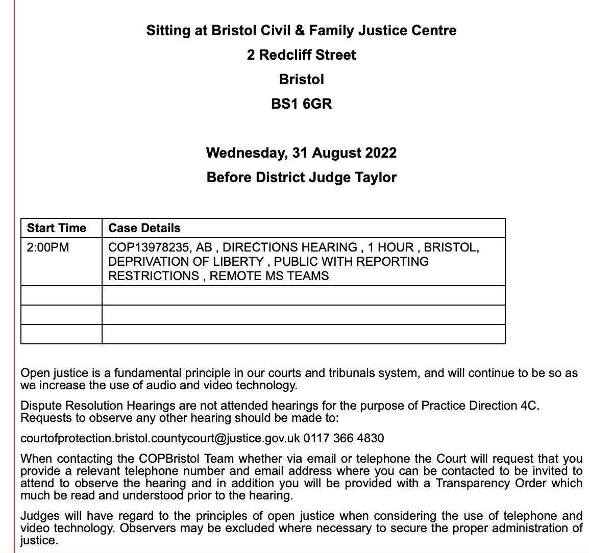 Open Justice Court of Protection Project tweet media