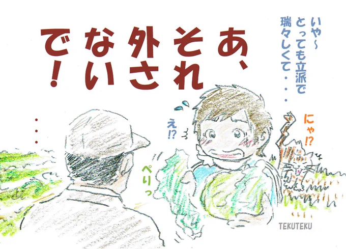 #野菜の日 #あるある #オリジナルイラスト 
テレビの若いレポーターが野菜の収穫体験企画でキャベツやレタスの外側の大きい硬い葉の部分を外そうとしてしまいそれまで優しかった生産者さんから強めに「それ外しちゃだめ!」と言われて「え!?」っとなる🤭 
