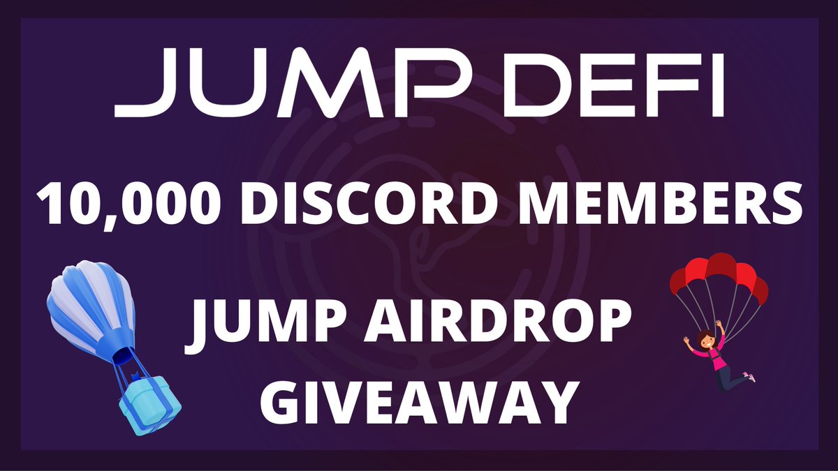 JUMPERS 👊 We have blown past 10K members in the Jump DeFi Discord Server 🤯🎉

To celebrate we will #giveaway a $JUMP token #airdrop to 10 lucky people🪂💰

To enter:
Like + RT
Follow <a href="/JumpDeFi/">Jump DeFi</a> 
Join Discord discord.gg/tTRDrmybsT

$JUMP into $NEAR
