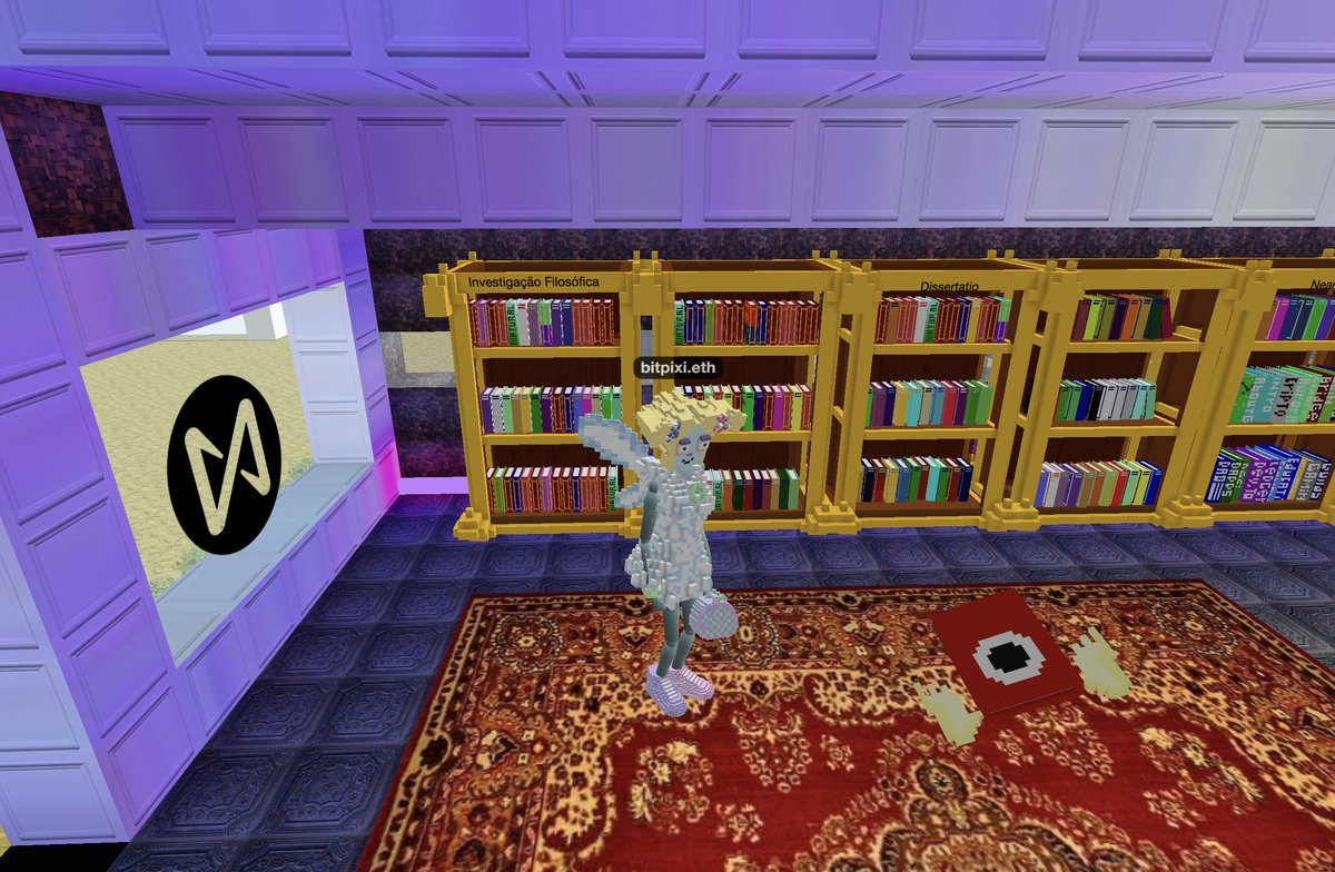 cryptovoxels's tweet photo. The @NEARProtocol ALEXANDRIA LIBRARY grand opening by @___Philosopher_

Books are flying off the shelves!

Can you help? Play the mini game and earn an #NFT

DJing by @Tipyourdjdoteth

Starting now:
https://t.co/a5959dfzIM https://t.co/wfxW5WCurf