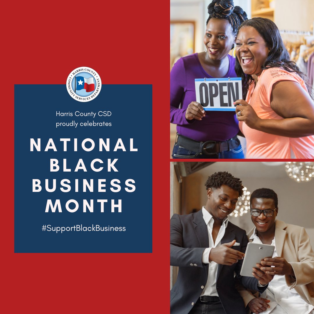 Did you know August is National #BlackBusinessMonth? We're proud to #SupportBlackBusiness in Harris County! ❤️