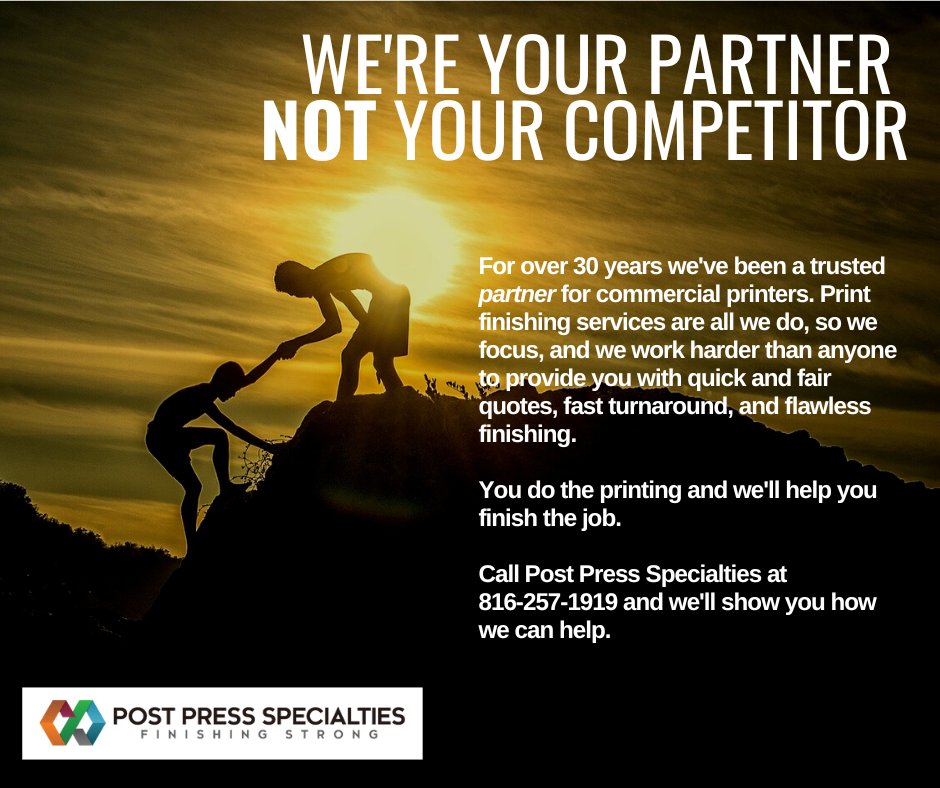 PostPressKC's tweet photo. You do the printing, we'll help you finish the job. Print finishing is all we do. We've got big news coming. Stay tuned!
#bindery #commercialprinting #printfinishing https://t.co/FisWwabzEJ