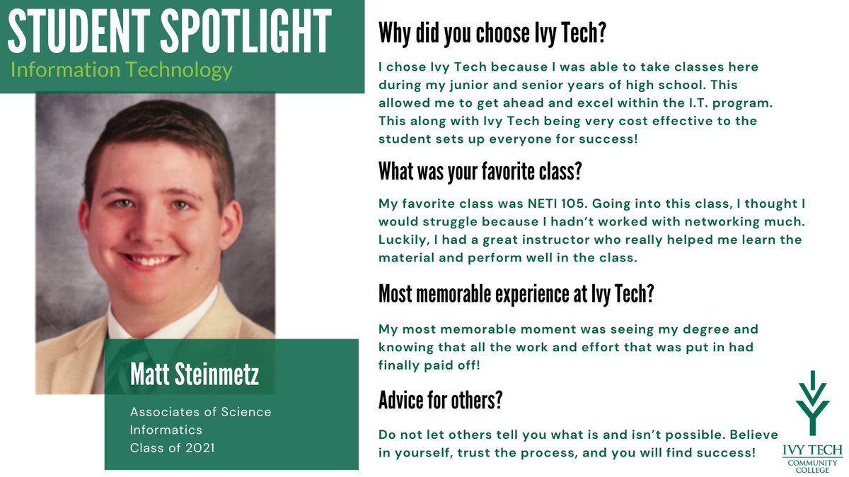 IvyLburgBville's tweet photo. ✨Explore the School of Information Technology this month for our #SchoolSpotlight! Come visit us on campus for #TuesdayAtTheTech to get connected with our faculty and staff, and explore our programs.
VISIT: https://t.co/qRi1jRb4b6 or email us at R11express@ivytech.edu https://t.co/wiB7YyfT92